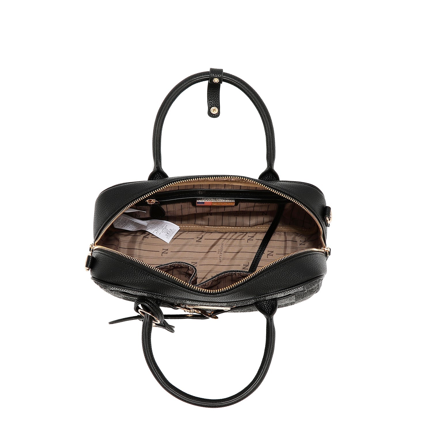 BOLSO BOSTON CHIC CON CUADROS (MARRON CLARO)