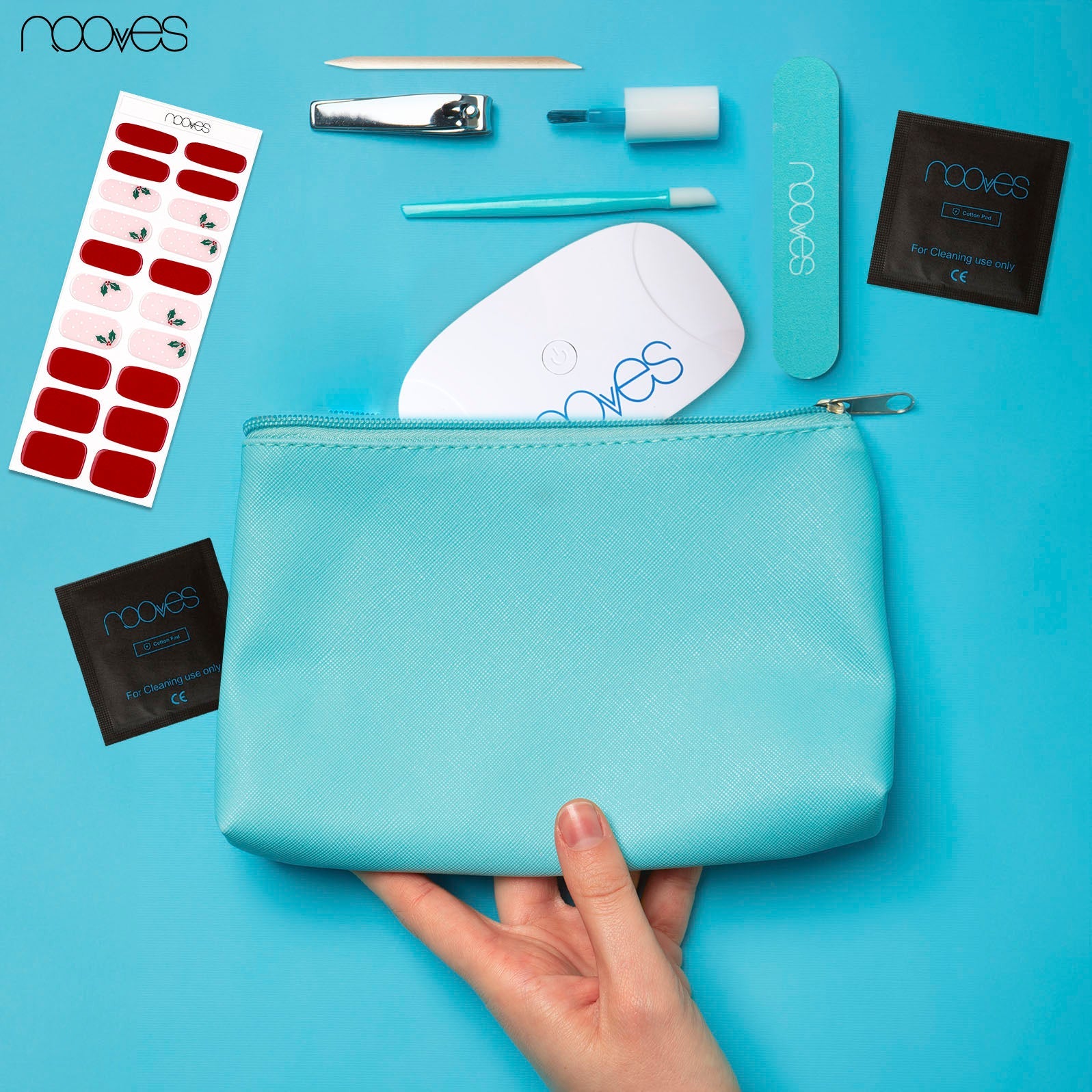 Pack Lámina de uñas de gel Premium precurado Nooves Diseños Navidad + Lámpara uñas UV/LED PORTÁTIL 8w