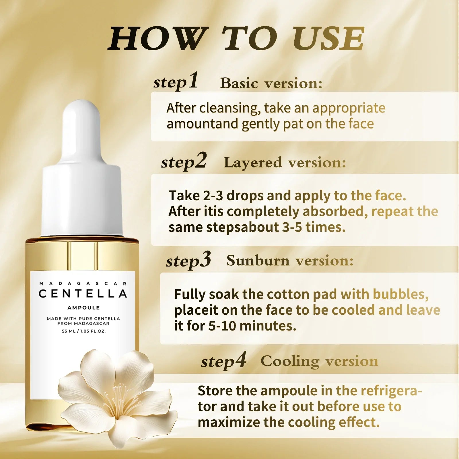 Madagascar Centella Asiatica Serum 55ml - Sensitive skin soothing formula with acne fighting，deep moisturizing benefits for face
