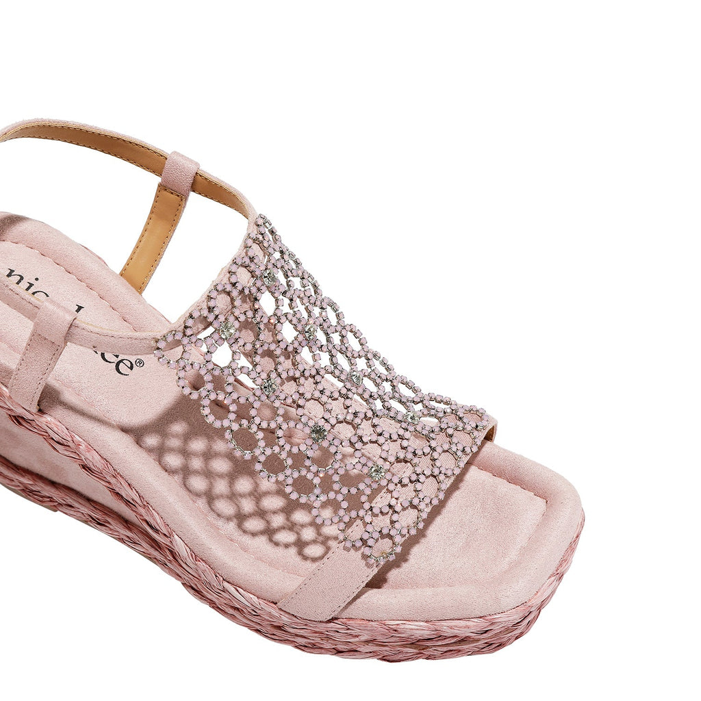 SANDALIA CON PLATAFORMA Y CADENA DE CRISTA (ROSA)