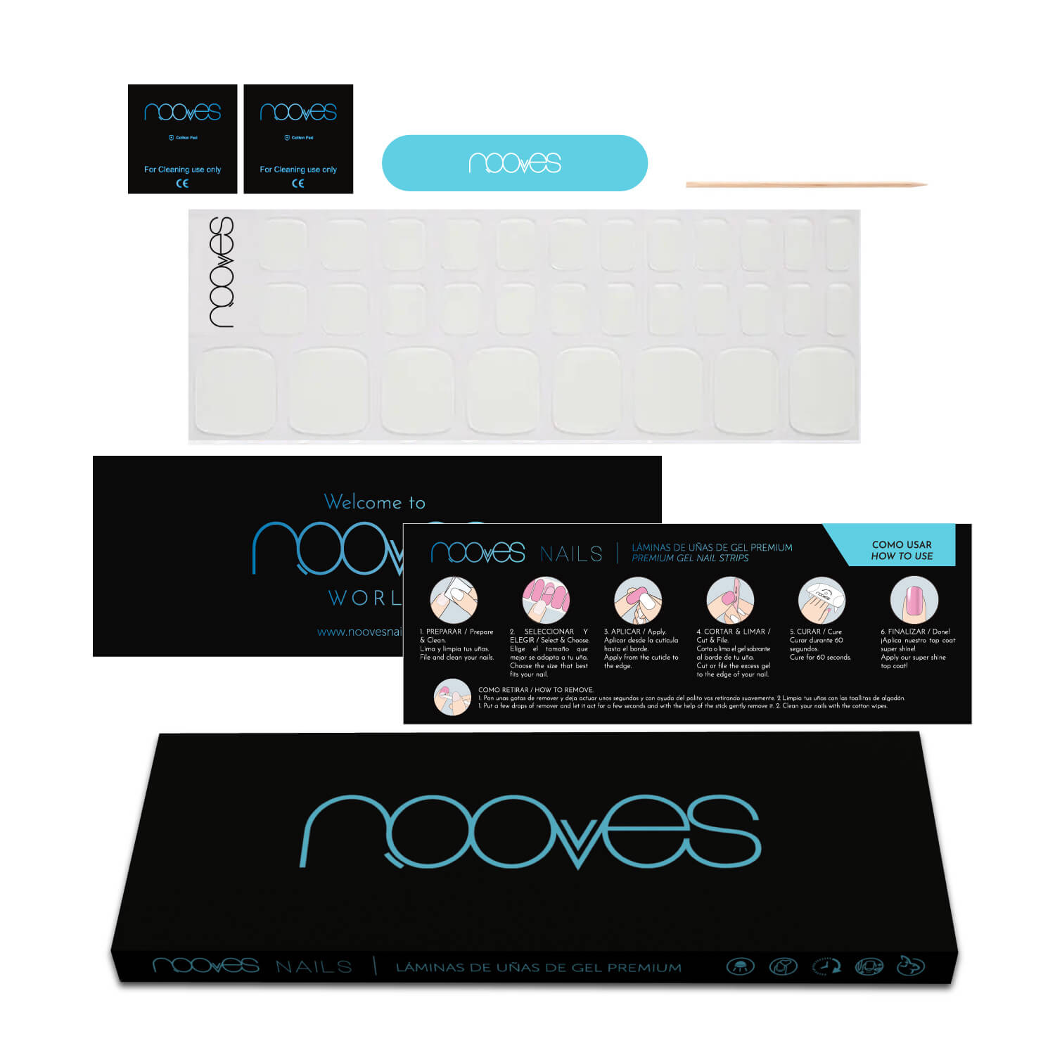 Pack White Summer – Pack de 2 láminas de uñas para manicura y pedicura