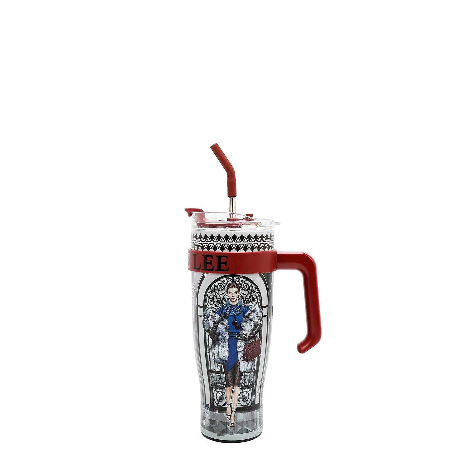 VASO CON ASA 1.2L CON DISEÑO (MODA SNOWFLAKE)