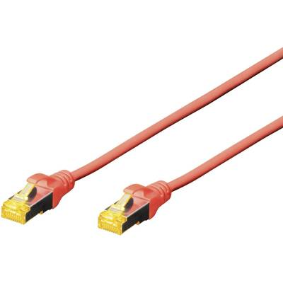 RJ45 Hálózat Csatlakozókábel CAT 6A S/FTP 0.50 m Piros Halogénmentes, sodort érpár, Védővel, Lángálló Digitus