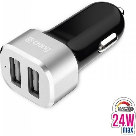 Crong CRG-PWRC-USB24-ALU USB-A Autós gyorstöltő 24W - Szürke / Fekete