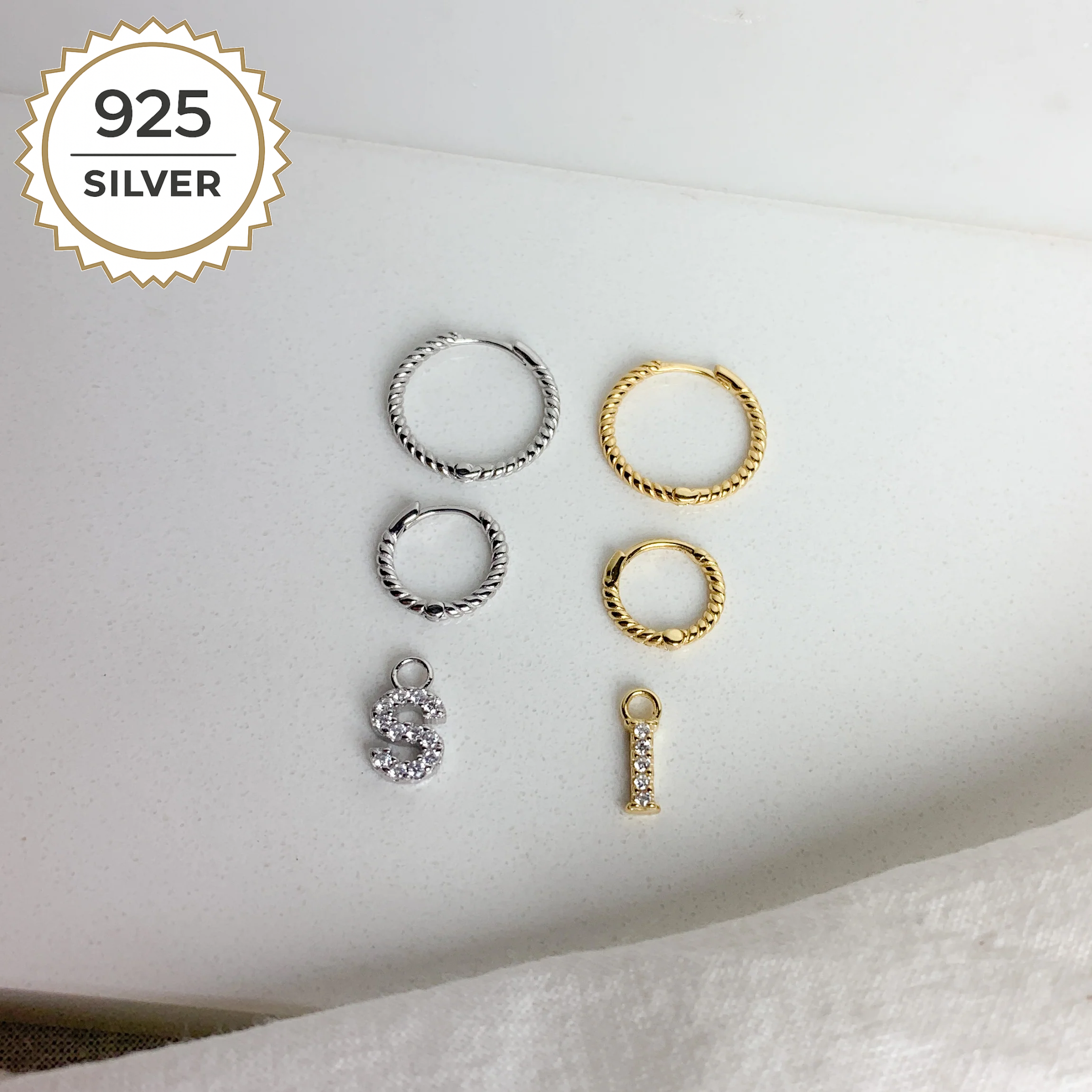 MINI MALEA HOOPS with LETTER CHARMS