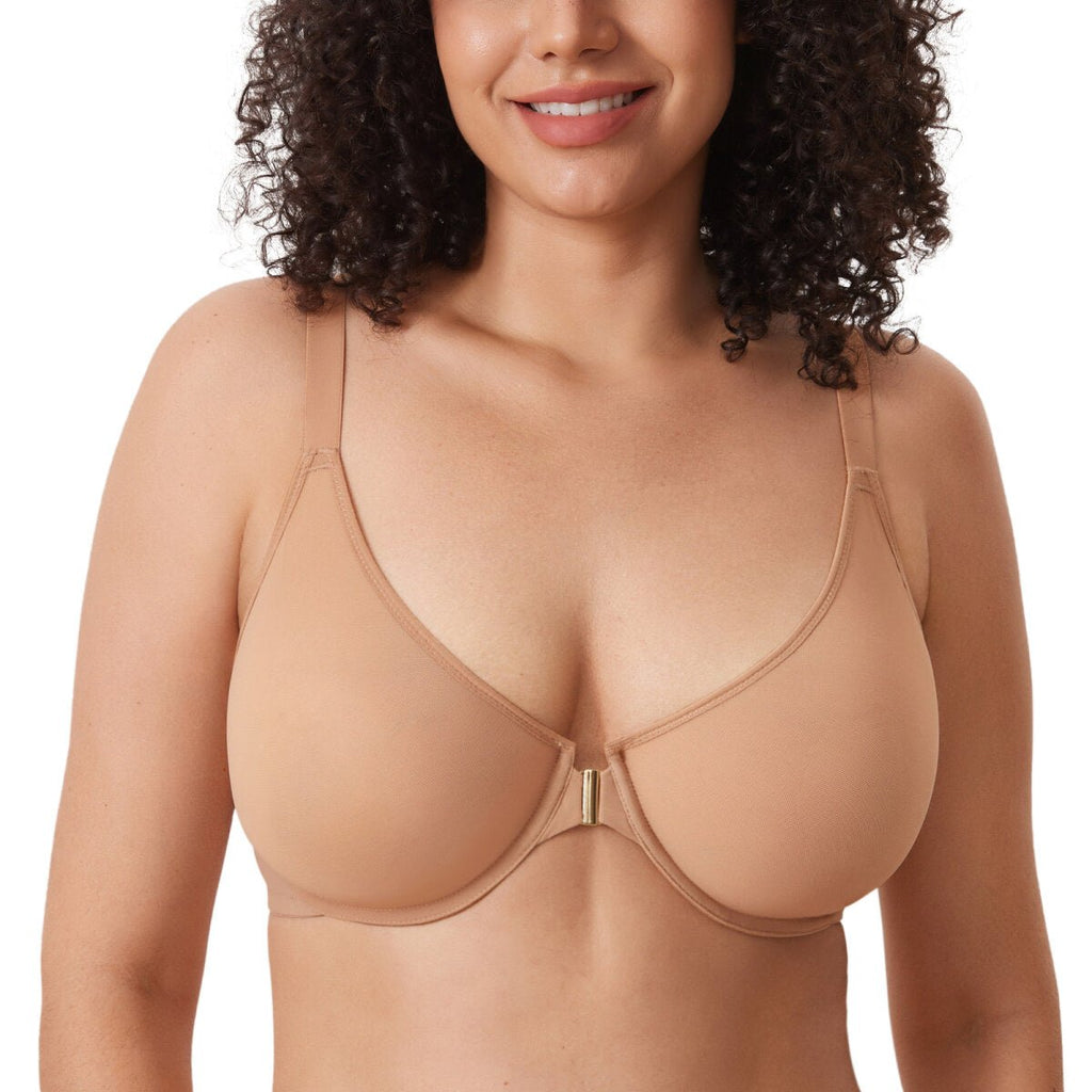 Cosnufy Front Closure Sheer Mesh Posture Support Bra