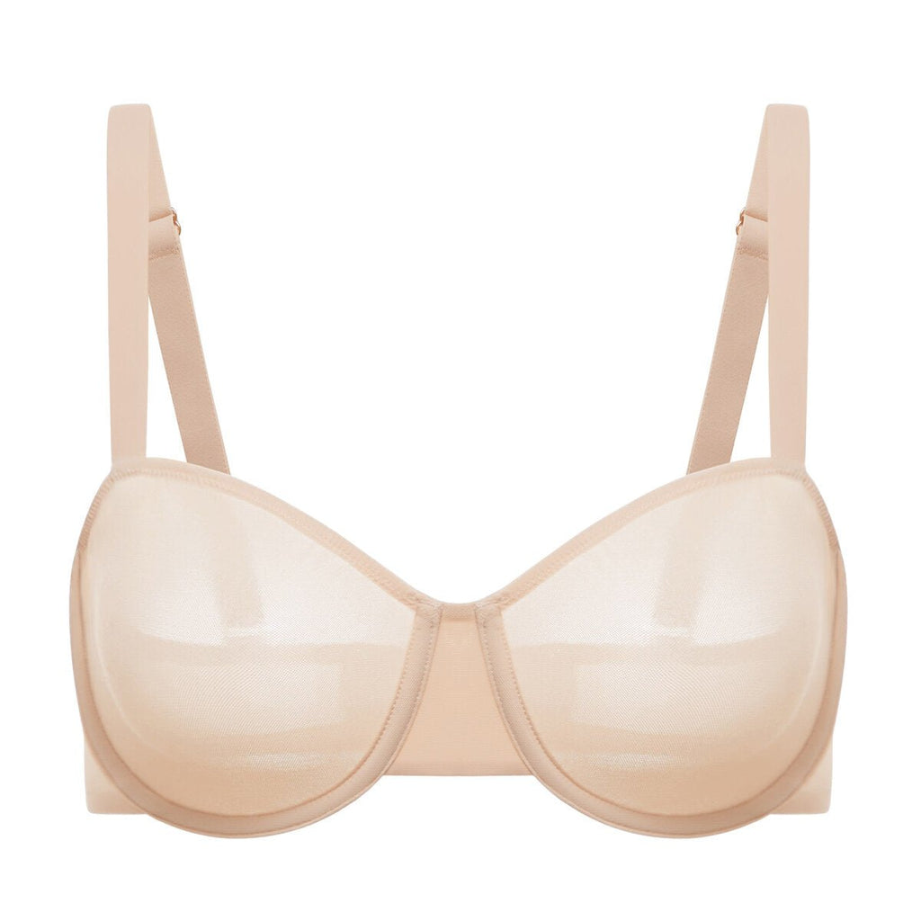 Cosnufy Sheer Mesh Balconette Bra
