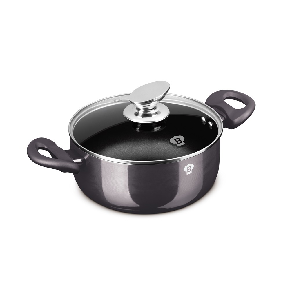 Blauman BL-3963 Carbon Pro Alumínium Lábas Üveg fedővel Ø 20cm 2,5L - Fekete