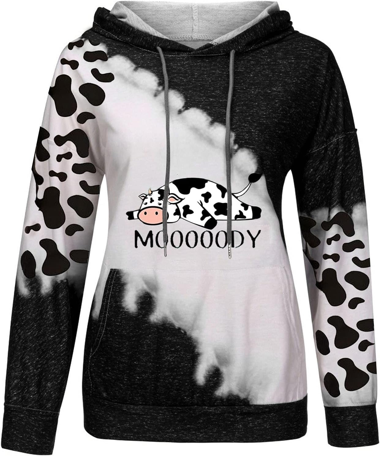 Womens Casual Hoodies Sweater, Long Sleeve Drawstring Loose Sweatshirt Fall Comfy Color Block Trendy Pullover Tops