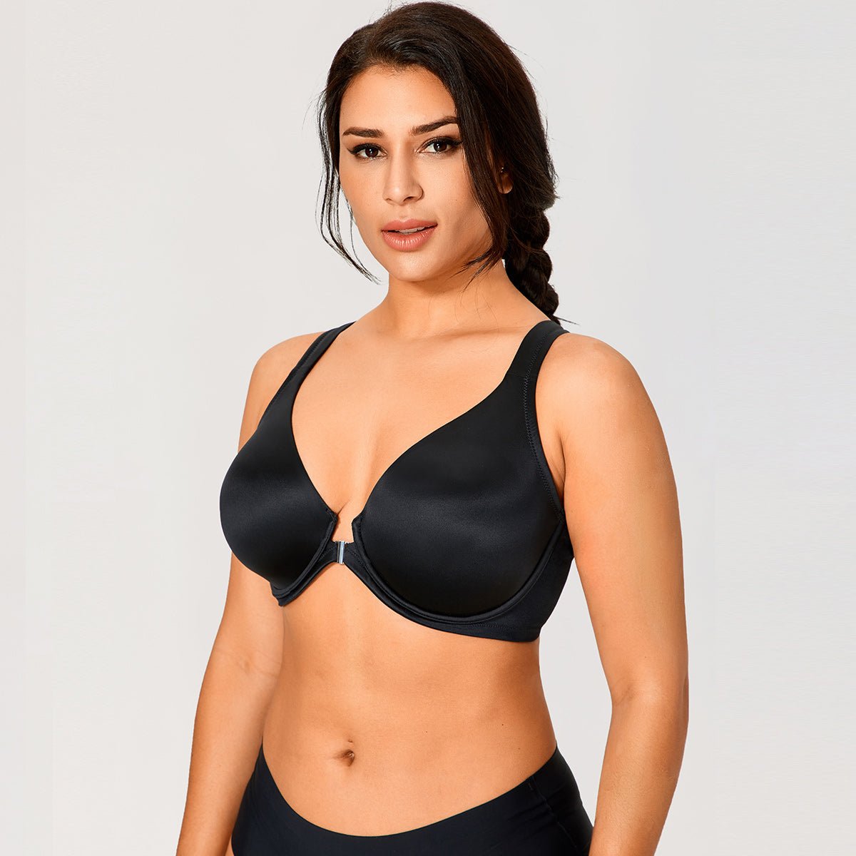 Front Closure T-Back Underwire Plunge Bra