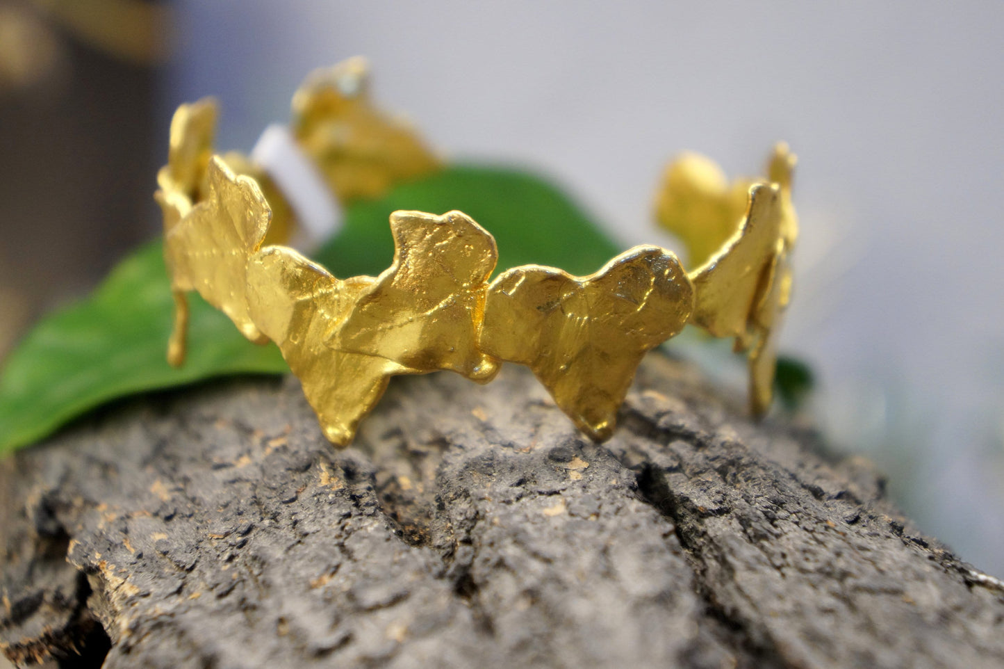 Real Ivy Leaf Bracelet, Handmade Nature Jewelry, Organic Forest Cuff, Gift for Health & Luck, Eco Sustainable Sterling Silver 925