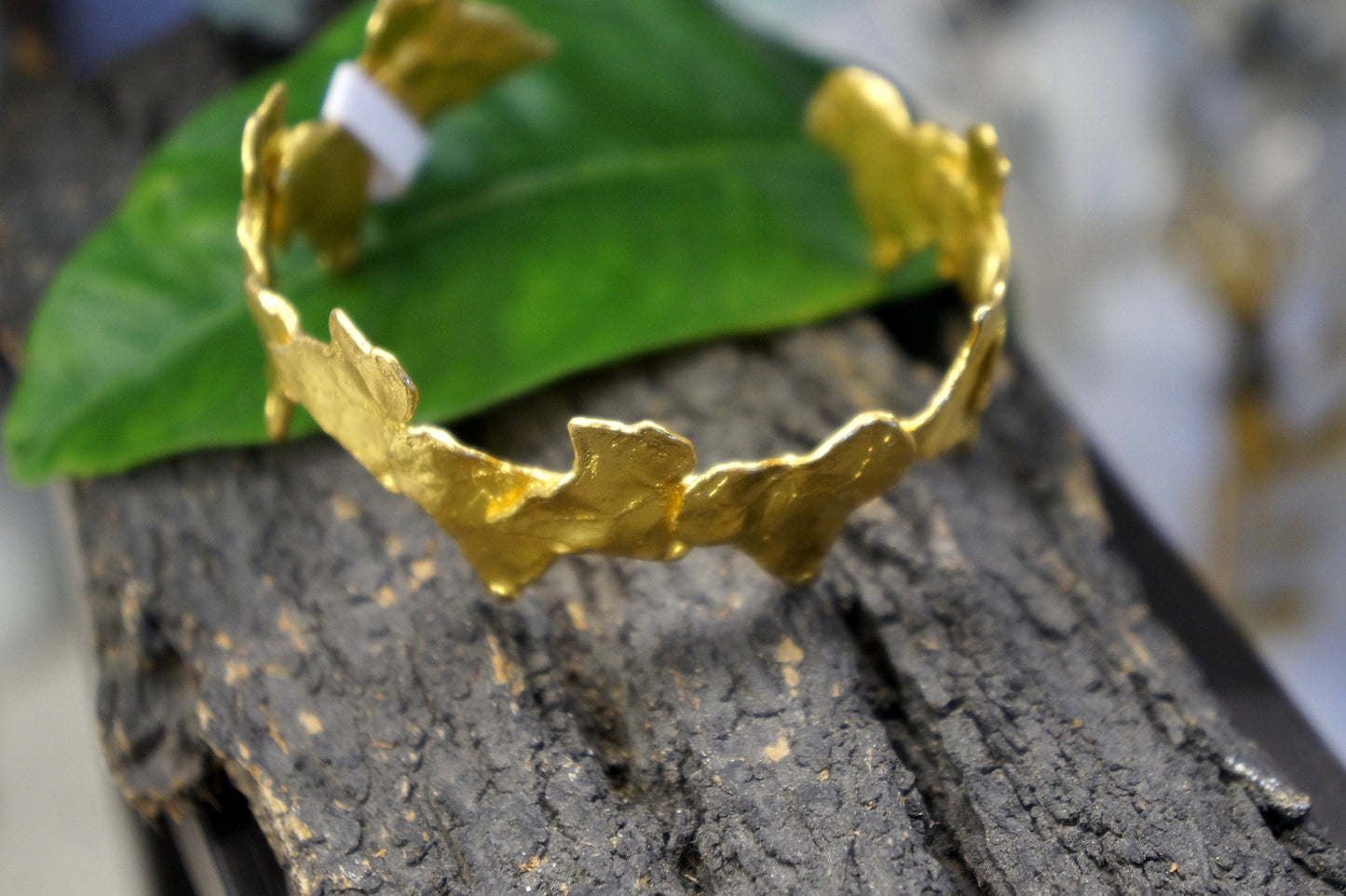 Real Ivy Leaf Bracelet, Handmade Nature Jewelry, Organic Forest Cuff, Gift for Health & Luck, Eco Sustainable Sterling Silver 925
