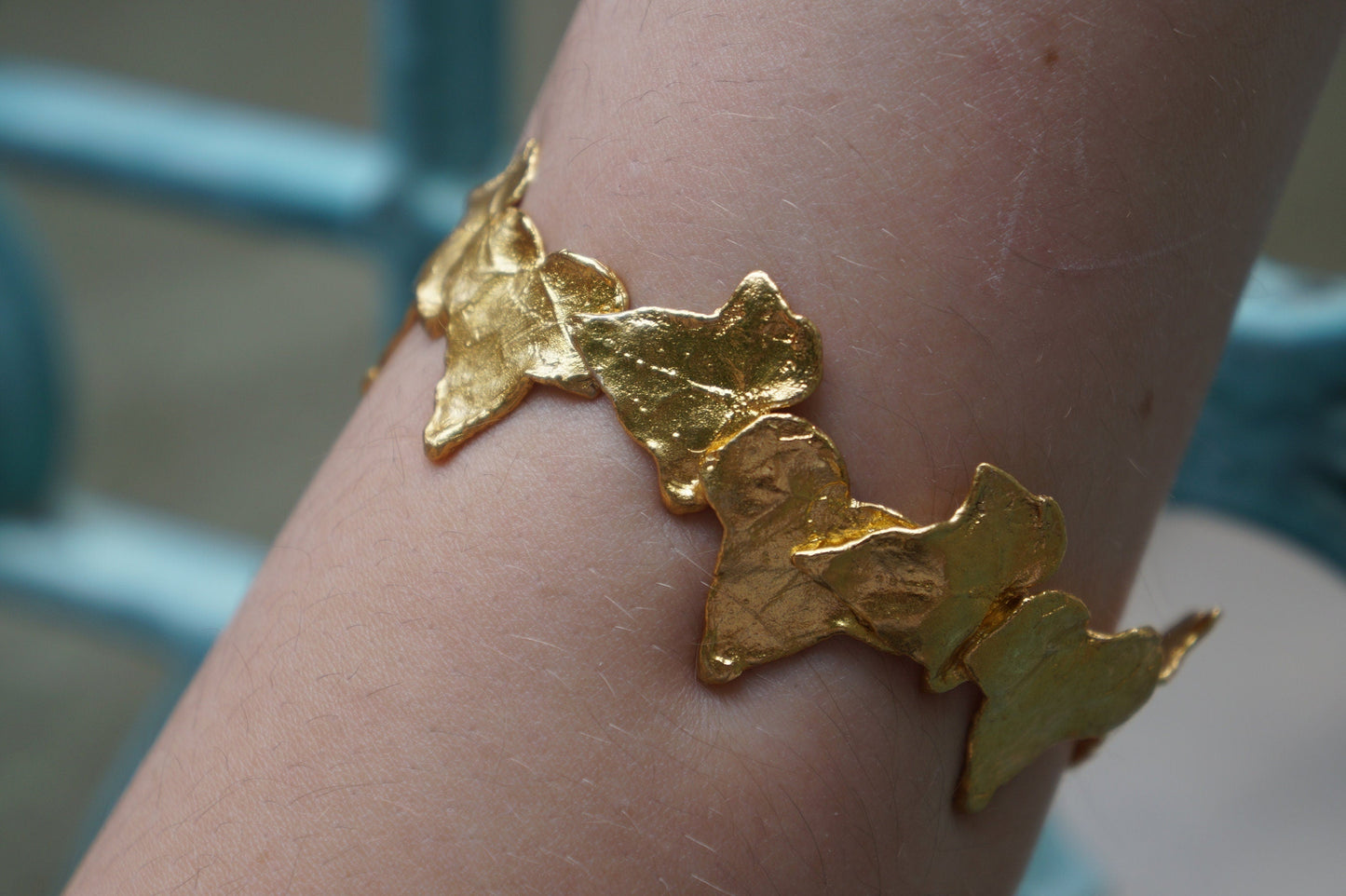 Real Ivy Leaf Bracelet, Handmade Nature Jewelry, Organic Forest Cuff, Gift for Health & Luck, Eco Sustainable Sterling Silver 925