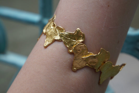 Real Ivy Leaf Bracelet, Handmade Nature Jewelry, Organic Forest Cuff, Gift for Health & Luck, Eco Sustainable Sterling Silver 925