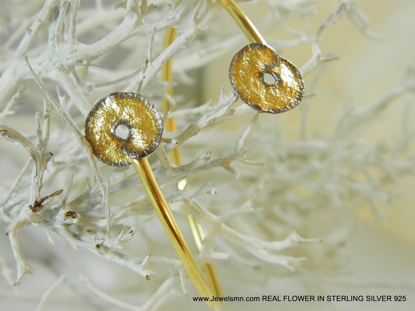 Nature-Inspired Spiral Leaf Cuff Bracelet - Gold Plated Silver