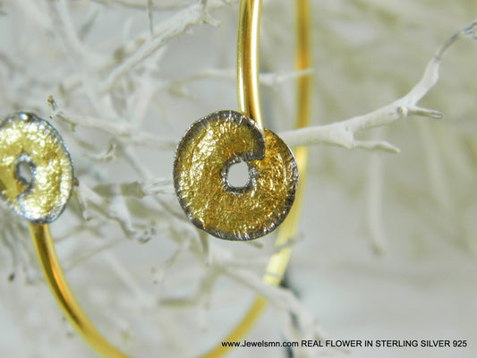 Nature-Inspired Spiral Leaf Cuff Bracelet - Gold Plated Silver