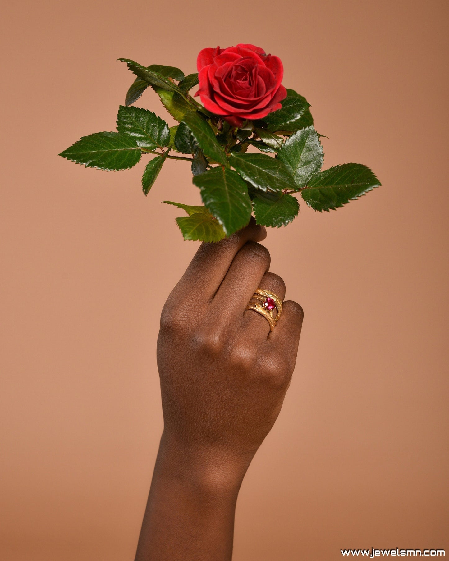 Gold Branch Ring with Lab Diamond, 14K Gold Plated Sterling Silver 925 Jewelry, Handmade Jewelry Gift for Women, Nature-Inspired Ring