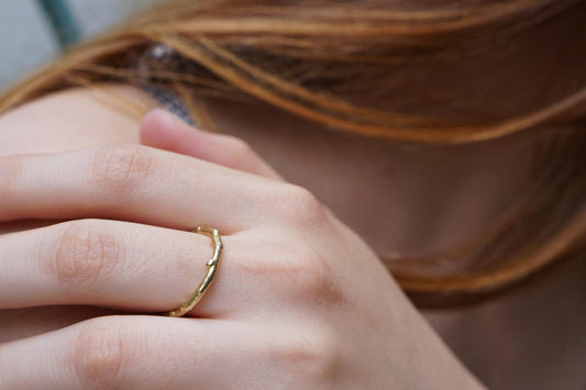Real Olive Branch Gold Ring, Handmade Minimalist Jewelry, Organic Tree Branch, Eco Gift for Luck & Success, Sterling Silver 925