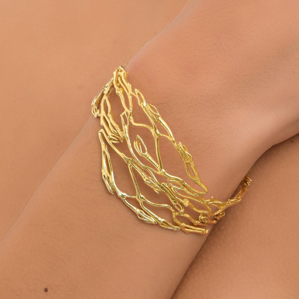Jasmine Twig Bracelet: Adjustable Gold Plated Recycled Brass