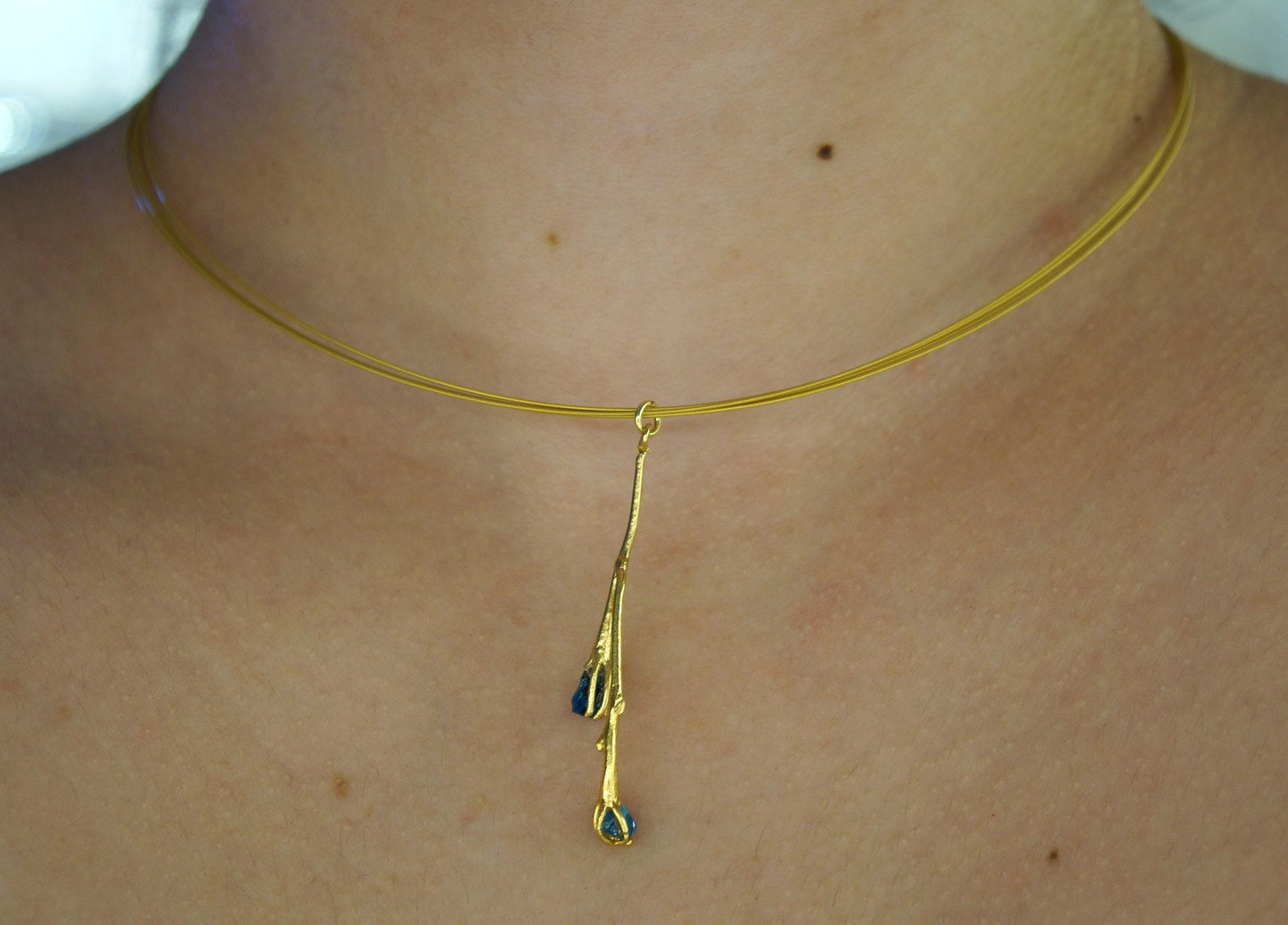 Real Jasmine Twig Statement Necklace, Handmade Statement Jewelry, Organic Botanical Pendant, Gift for Beauty & Hope, 14K Gold Plated Sterling Silver 925