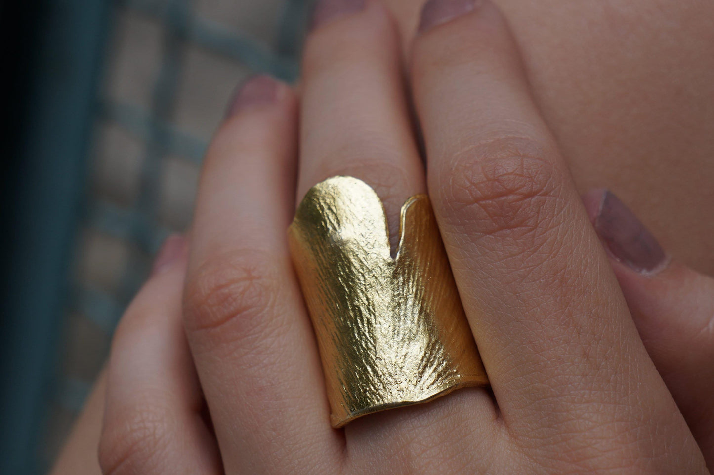 Ginkgo Leaf Ring: Adjustable Gold-Plated Brass Nature Jewelry