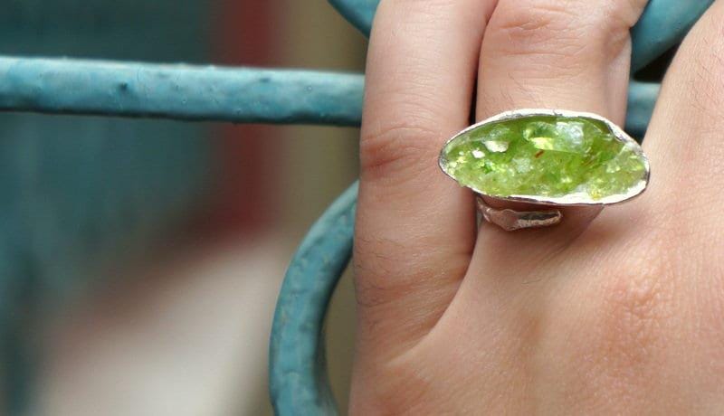 Murano Glass Silver Statement Ring, Handmade Statement Jewelry, Organic Nature Band, Gift for Balance & Connection, Sterling Silver 925