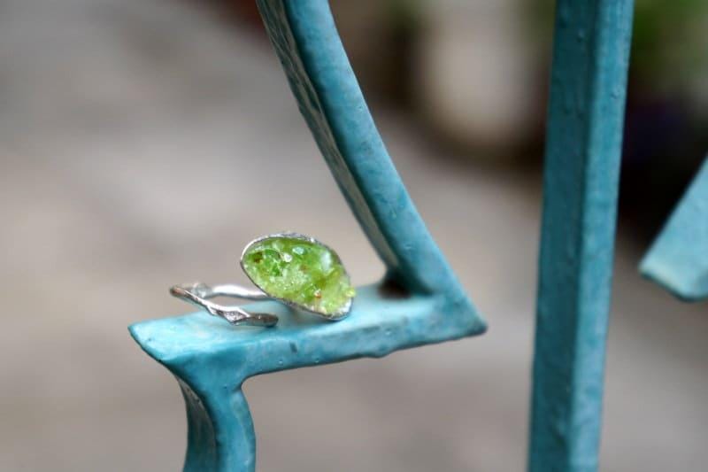 Murano Glass Silver Statement Ring, Handmade Statement Jewelry, Organic Nature Band, Gift for Balance & Connection, Sterling Silver 925