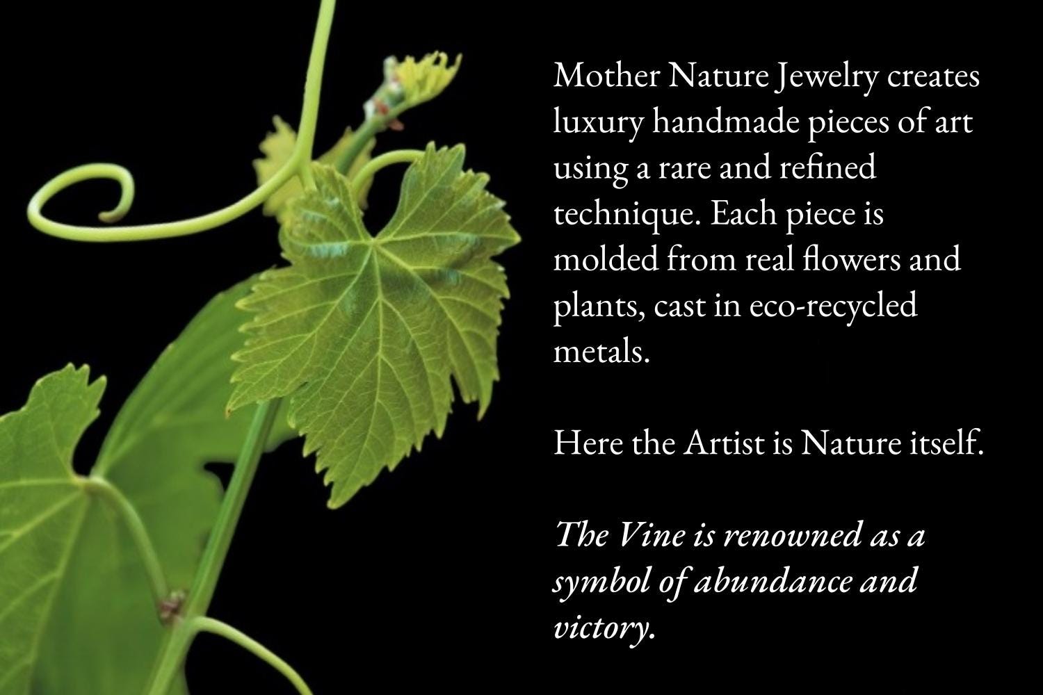 Handmade Vine Leaf Ring - Solid Gold Adjustable Statement Jewelry