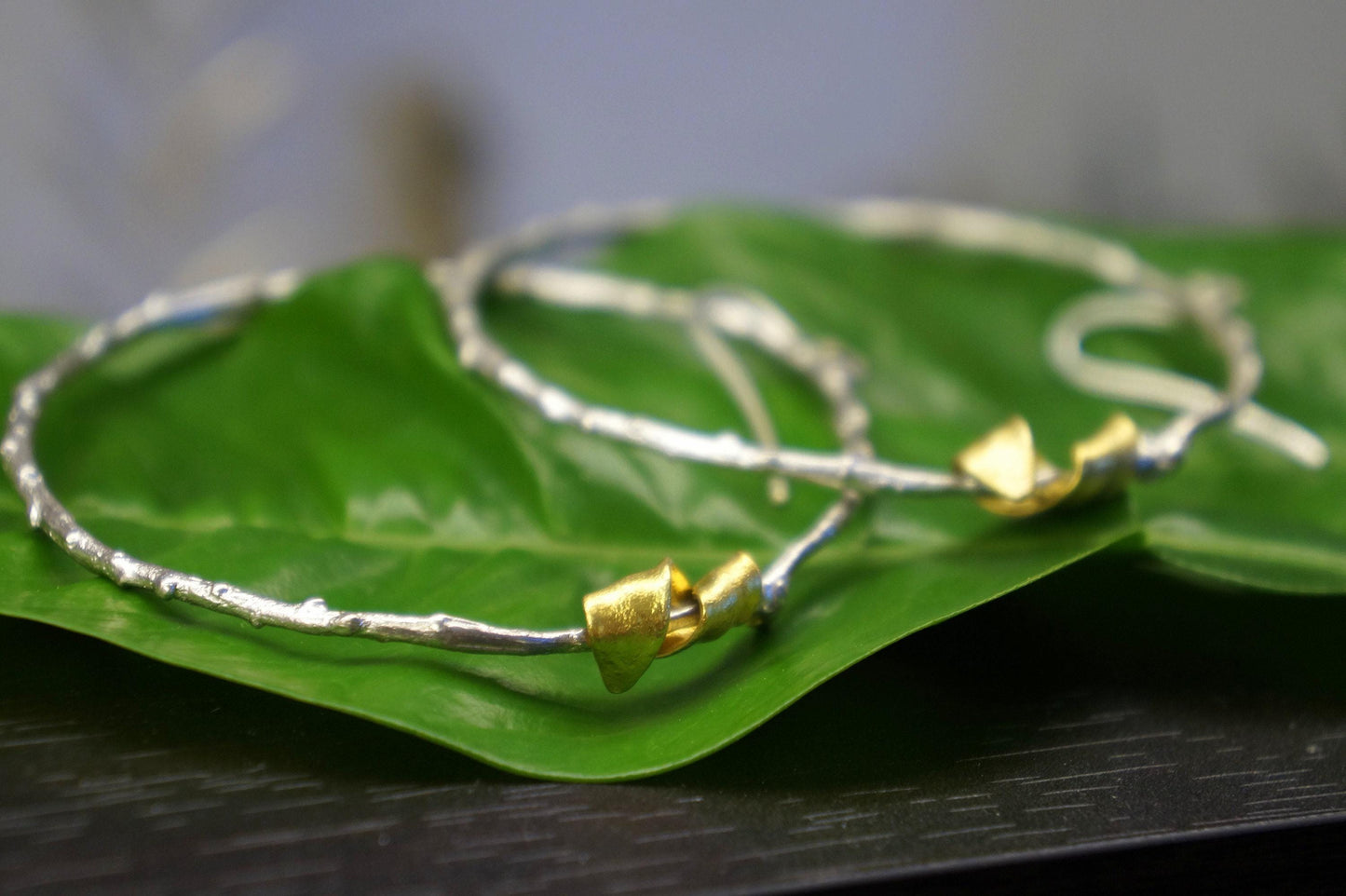 Real Olive Branch Gold Hoop Earrings, Handmade Nature Jewelry, Organic Botanical Hoops, Unique Gift for Nature Lovers, 14K Gold Plated Sterling Silver 925