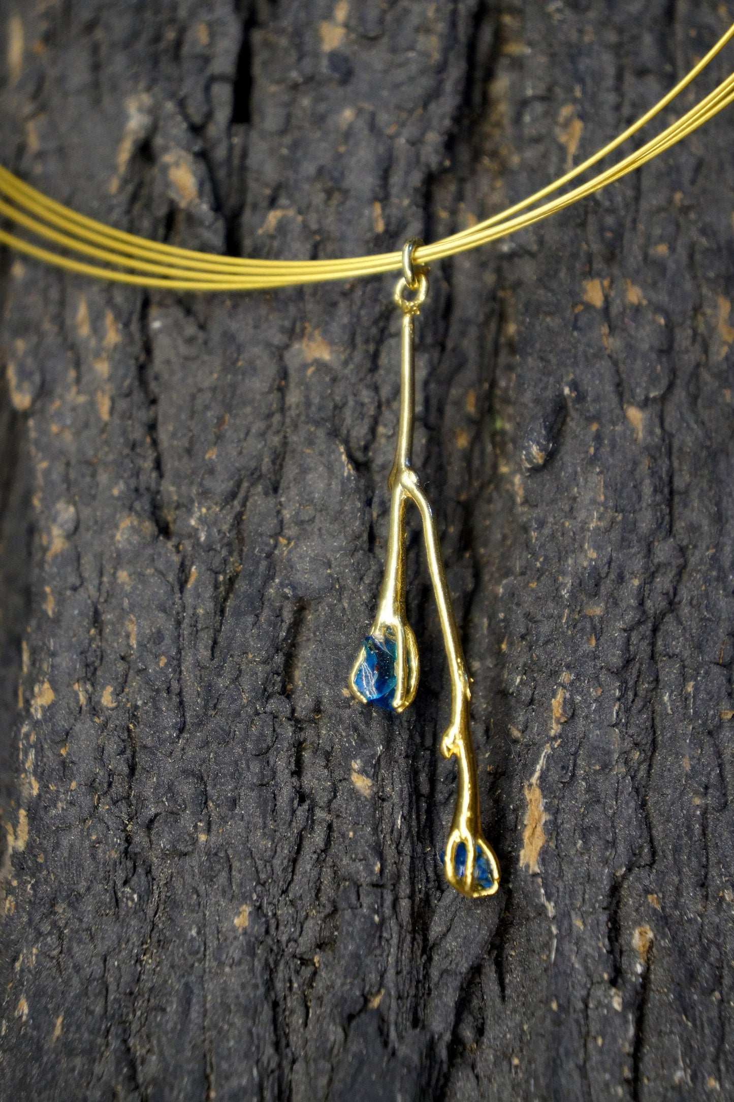 Real Jasmine Twig Statement Necklace, Handmade Statement Jewelry, Organic Botanical Pendant, Gift for Beauty & Hope, 14K Gold Plated Sterling Silver 925
