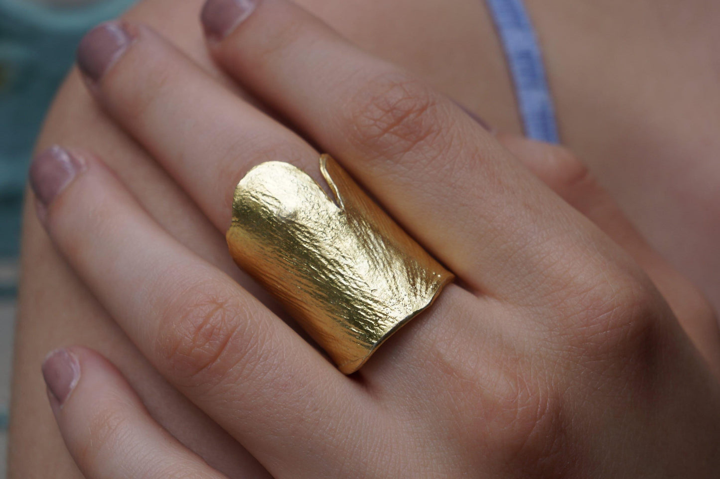 Ginkgo Leaf Ring: Adjustable Gold-Plated Brass Nature Jewelry
