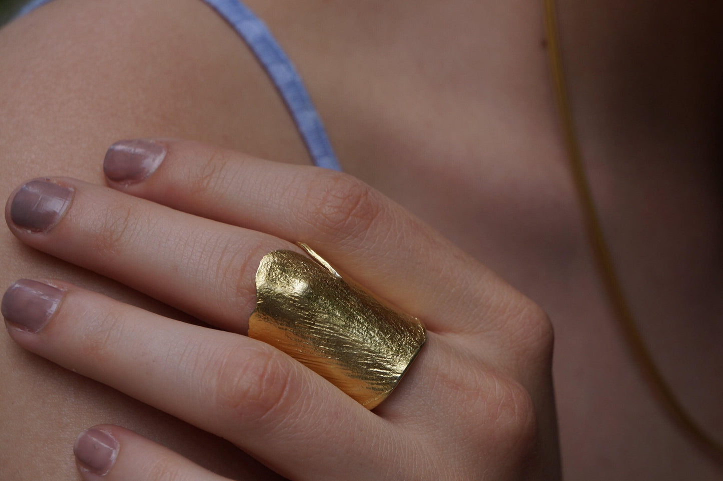 Ginkgo Leaf Ring: Adjustable Gold-Plated Brass Nature Jewelry