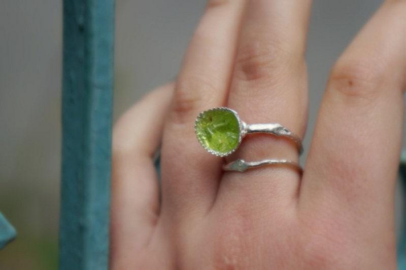 Murano Glass Silver Ring, Handmade Nature Jewelry, Organic Nature Band, Gift for Longevity & Evolution, Sterling Silver 925