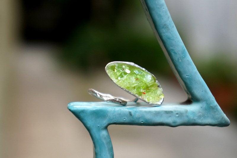 Murano Glass Silver Statement Ring, Handmade Statement Jewelry, Organic Nature Band, Gift for Balance & Connection, Sterling Silver 925