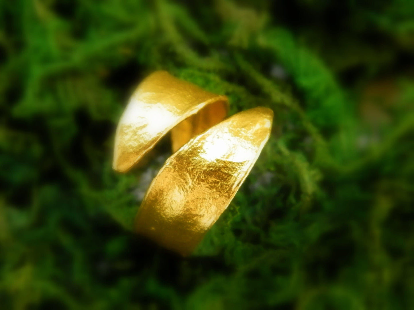 Gold Olive Leaf Ring, Handmade Nature Jewelry, Handmade Statement Band, Gift for Peace and Success, Eco Sustainable Sterling Silver 925
