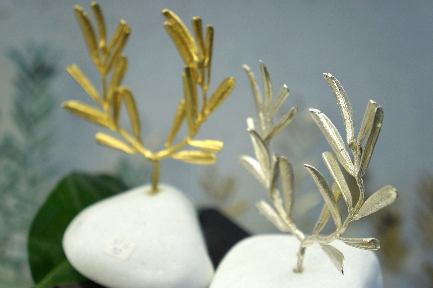 Olive Branch Tree Sculpture, Gold-Plated or Silver-Plated Brass, Home Decor, Decorative Sculpture, Greek-Style Decoration