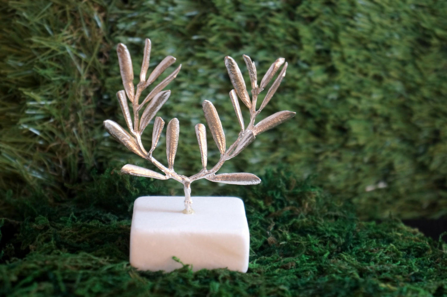 Olive Branch Tree Sculpture, Gold-Plated or Silver-Plated Brass, Home Decor, Decorative Sculpture, Greek-Style Decoration