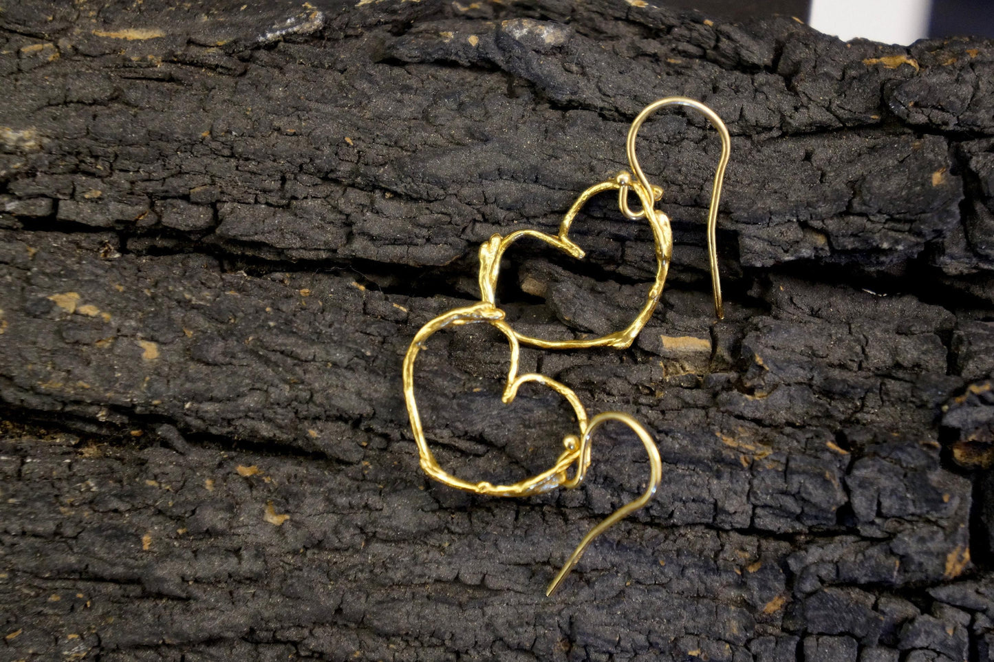Heart Earrings for girls and women. Sterling silver jasmine plant Twig earrings .
