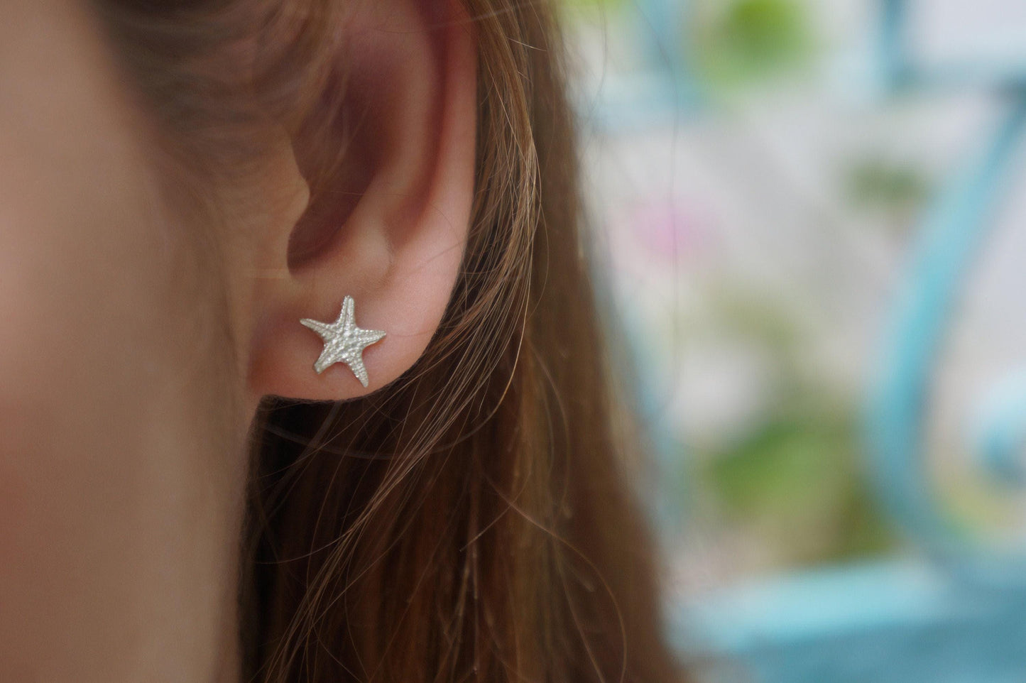 Solid Gold Starfish Stud Earrings - Dainty Yellow, White, Rose