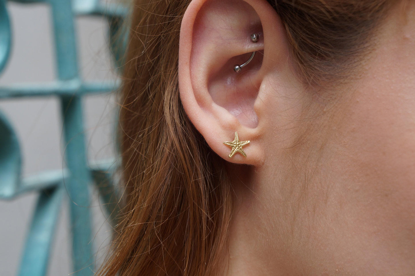Solid Gold Starfish Stud Earrings - Dainty Yellow, White, Rose