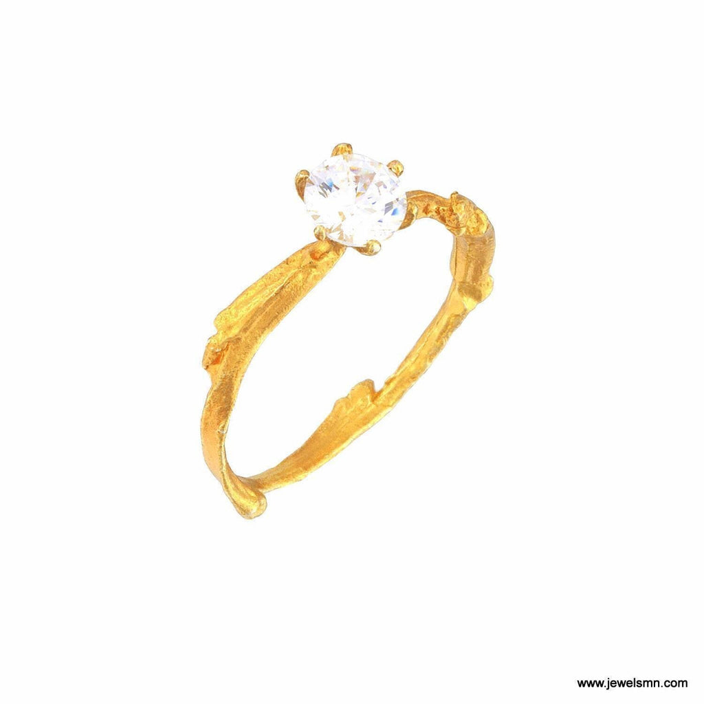 Ethical Gemstone Ring, made of Citrus Tree twig. Recycled sterling silver and goldplate. Symbol of purification and happiness.