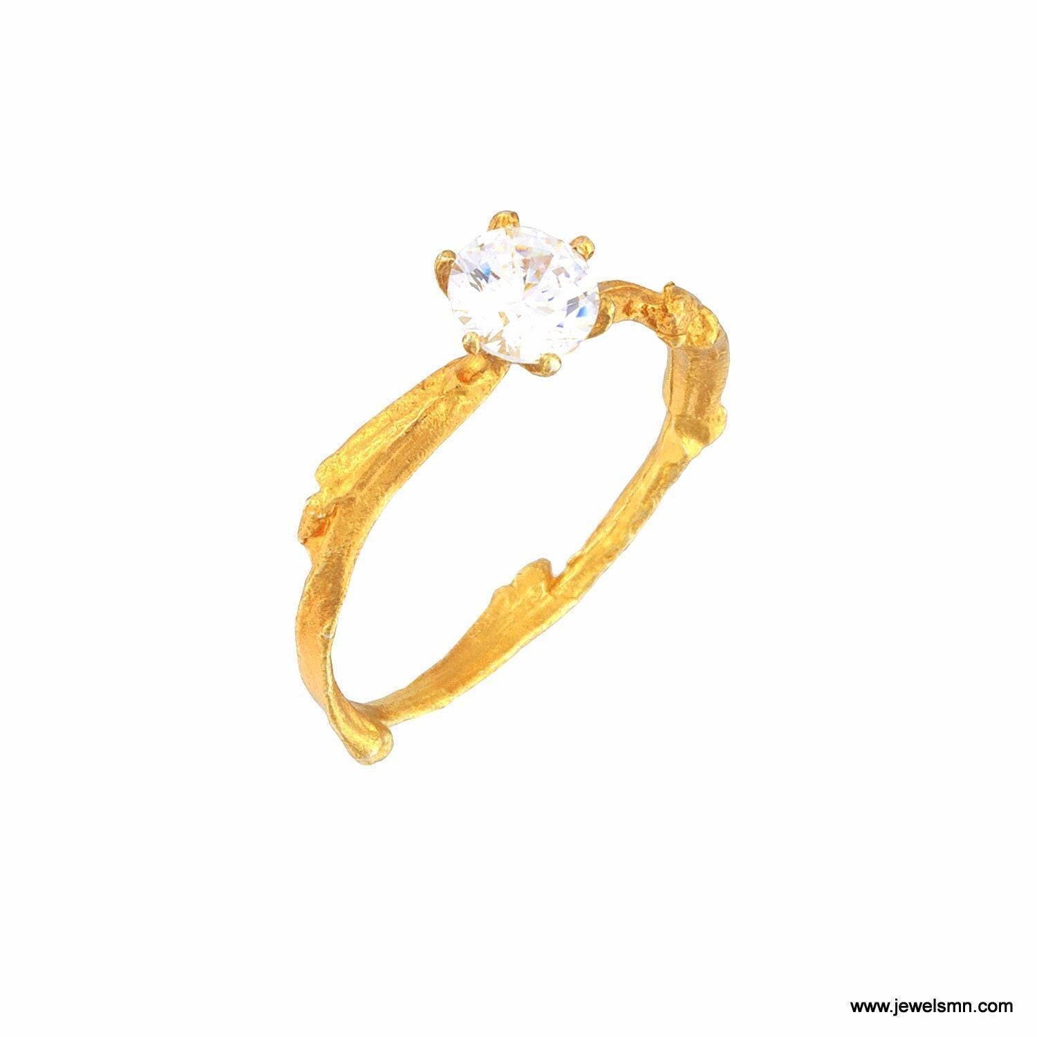 Ethical Gemstone Ring, made of Citrus Tree twig. Recycled sterling silver and goldplate. Symbol of purification and happiness.