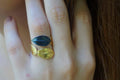 Real Rose Leaf Ring: Handmade Nature Jewelry in Gold and Black Recycled Brass