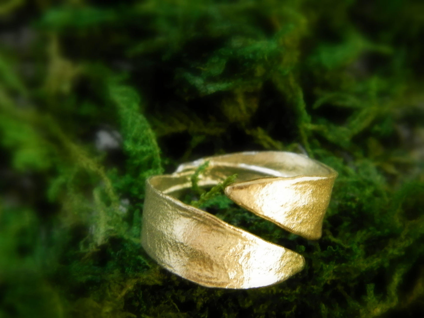 Gold Olive Leaf Ring, Handmade Nature Jewelry, Handmade Statement Band, Gift for Peace and Success, Eco Sustainable Sterling Silver 925