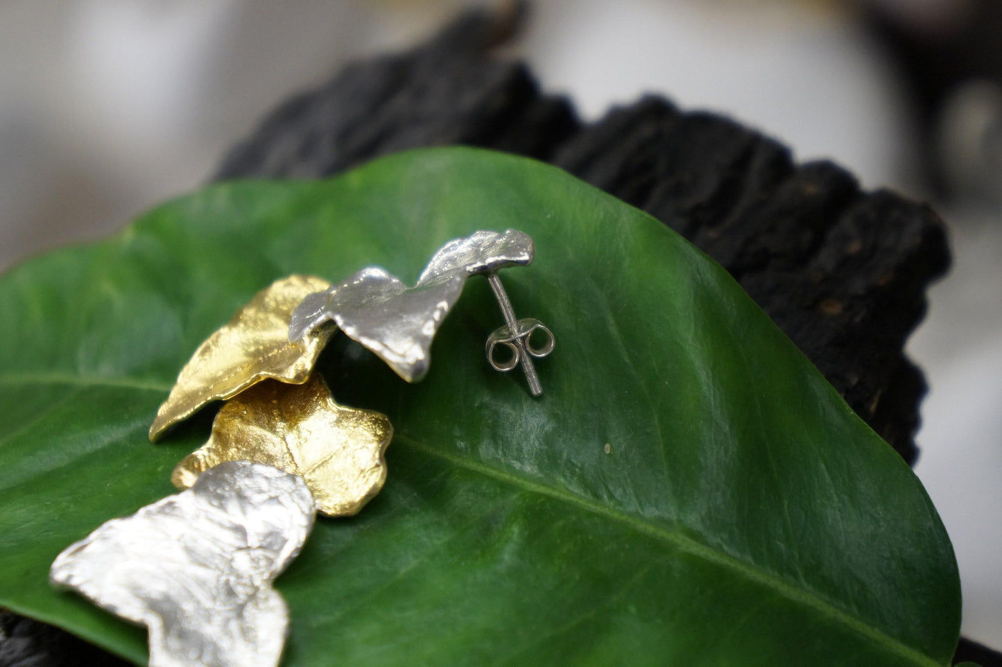 Real Ivy Leaf Earrings, Handmade Nature Jewelry, Organic Forest Studs or Dangles, Gift for Luck & Prosperity, Sterling Silver 925