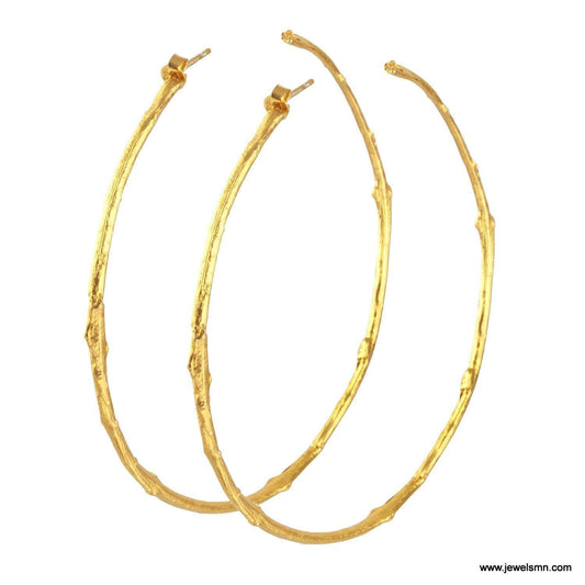 Real Olive Branch Earrings, Handmade Statement Jewelry, Organic Tree Hoops, Gift for Health & Longevity, Gold or Sterling Silver 925