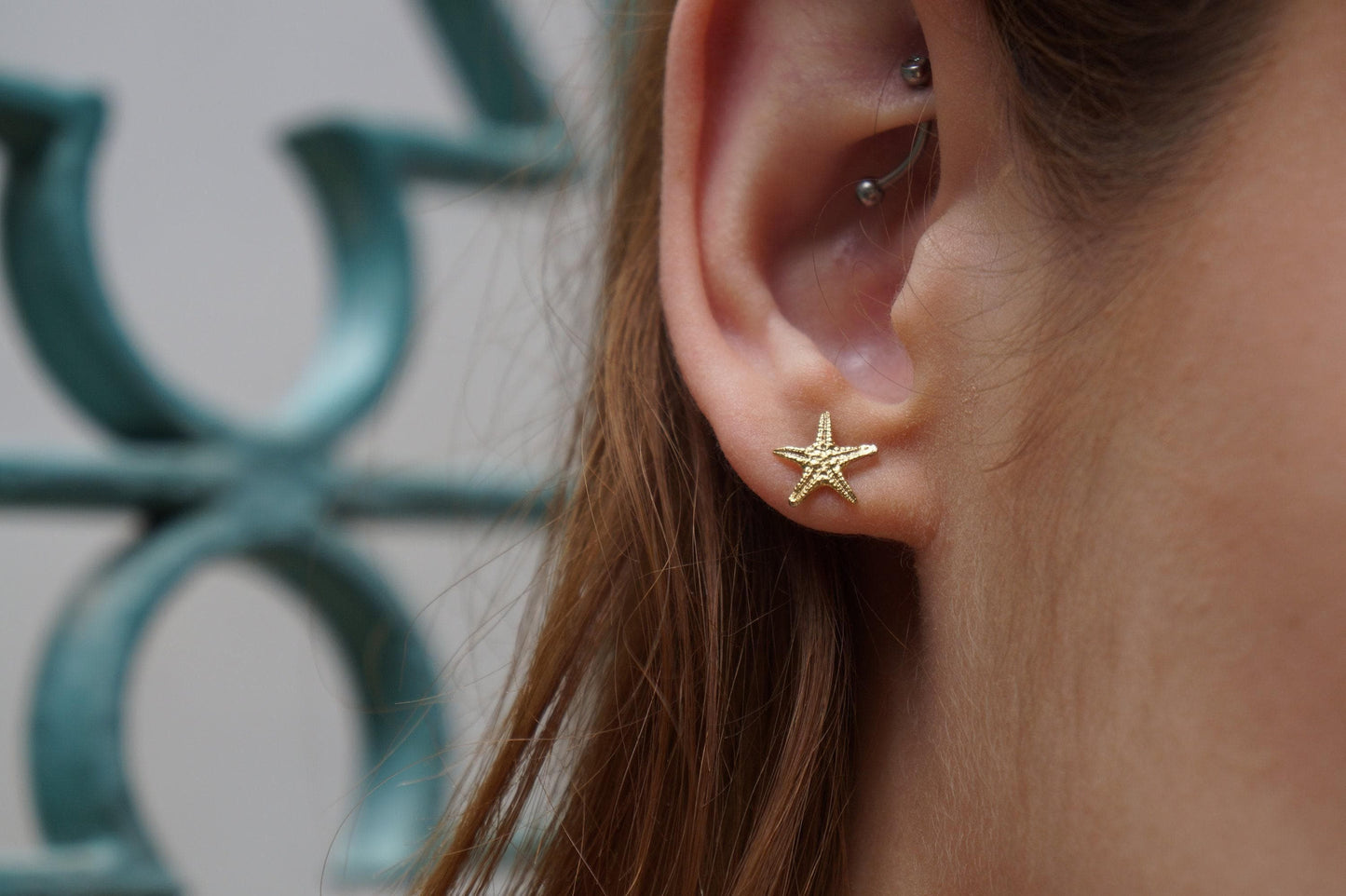 Solid Gold Starfish Stud Earrings - Dainty Yellow, White, Rose