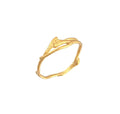 Real Jasmine Gold Ring, Handmade Minimalist Jewelry, Organic Forest Band, Nature's Gift for Fortune & Purity, Sterling Silver 925