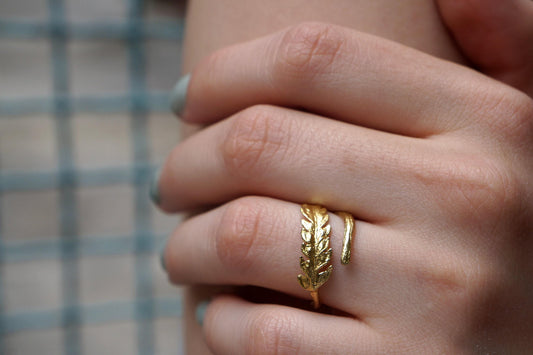Gold Fern Ring, Solid Gold Jewelry, Fern Leaf Ring, Gift for Her, Birthday Gift for Women, Handmade Jewelry, Boho Design