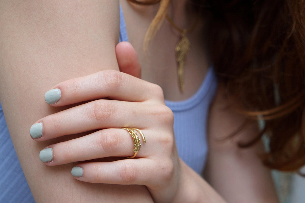 Gold Fern Ring, Solid Gold Jewelry, Fern Leaf Ring, Gift for Her, Birthday Gift for Women, Handmade Jewelry, Boho Design